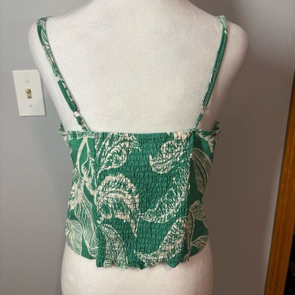 Rachel Zoe linen‎ blend tropical green halter crop top size L NEW - Picture 3 of 8